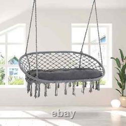 Hanging Hammock Swing Chair Outdoor Patio Cushion Lounge 2 Person Seater Grey