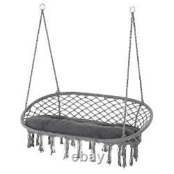 Hanging Hammock Swing Chair Outdoor Patio Cushion Lounge 2 Person Seater Grey