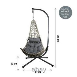 Hanging Rattan Swing Patio Garden Chair Weave Egg With Cushion Indoor Outdoor New