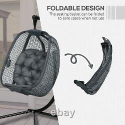 Hanging Swing Chair with Thick Cushion, Patio Hanging Chair, Dark Grey