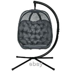Hanging Swing Chair with Thick Cushion, Patio Hanging Chair, Dark Grey