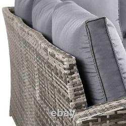 Harmony Corner Sofa with Rising Table, Bench and Stool Grey Rattan 10 seater