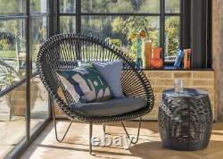 Heal's Roy Black Faux Wicker Outdoor Cocoon Chair RRP £937
