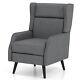High Back Armchair Traditional Wingback Chair Single Sofa Accent Chair Grey