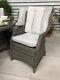 High Back Dining Chair In Multi Grey Wicker With Pale Grey Cushions