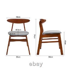 Home Dining Chair Set of 2 Solid Wood Linen Upholstered Cushion Seat Side Chairs