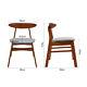 Home Dining Chair Set Of 2 Solid Wood Linen Upholstered Cushion Seat Side Chairs