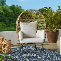 Indoor Outdoor Egg Style Chair Rattan Wicker Furniture Kids Reading Cushion Seat