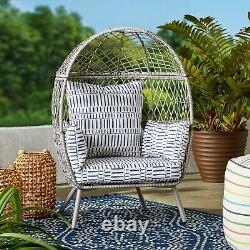Indoor Outdoor Egg Style Chair Rattan Wicker Furniture Kids Reading Cushion Seat