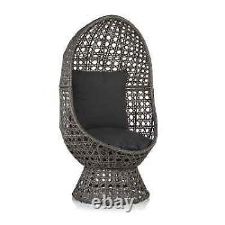 Innovators Rattan Effect Swivel Cocoon Garden Chair Grey Cushion COLLECTION CW1