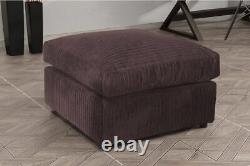 Jumbo Cord Corner Sofa Suite Set Footstool 3 2 Seater Grey Brown Black Chairs