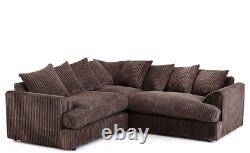 Jumbo Cord Sofa Fabric Suite Black Coffee Grey Brown Lounge Armchairs Set Chair