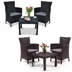 Keter Garden Furniture Set 3 Pieces Chairs Table Cushions Outdoor Patio Balcony