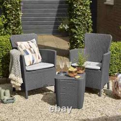 Keter Miami Garden/Balcony Furniture Set 2Armchairs and Table Graphite