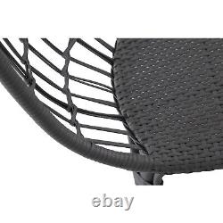 Kids Egg Chair Rattan Effect Steel Grey Water Repellent Outdoor Indoor Garden