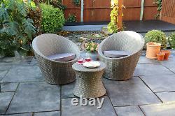 Kingfisher Bistro Egg Vase 3pc Table and 2 Chairs Rattan Effect Set Garden Stack