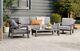 Lavento Garden Lounge Set 4 Piece Black Aluminium Grey Cushions