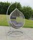 Large Hanging Rattan Swing Patio Garden Egg Chair With Cushion. Grey