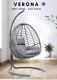 Large Rattan Hanging Egg Chair Patio Garden Indoor Outdoor With Cushion Grey