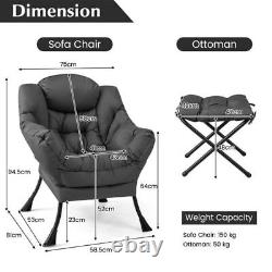 Lazy Chair with Ottoman itzcominghome chair with stool billow grey sofa chair UK