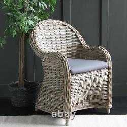 Libby Armchair Accent Chair Grey Rattan Conservatory Furniture with Cushion Seat