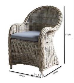 Libby Armchair Accent Chair Grey Rattan Conservatory Furniture with Cushion Seat