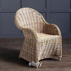 Libby Armchair Cain Accent Chair Curved Back Grey Natural Rattan Cushion Seat