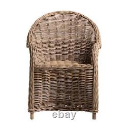 Libby Armchair Cain Accent Chair Curved Back Grey Natural Rattan Cushion Seat