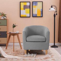 Linen Fabric Tub Armchair Seats with Cushion Lounge Chair Stool Living Office