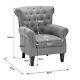 Linen Fabric Tufted Upholstered Couch Accent Chair Single Leisure Backrest Sofa