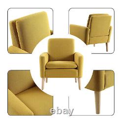Linen Modern Lougne Sofa Tub Armchair Accent Seat Thick Cushion Wood Legs