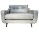 Lisbon Loveseat Snuggle Chair Scandi Inspired In Light Grey Silver Leather