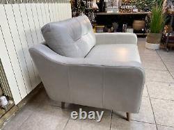 Lisbon loveseat snuggle chair Scandi inspired in light grey silver leather