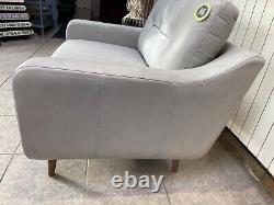 Lisbon loveseat snuggle chair Scandi inspired in light grey silver leather