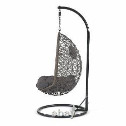 Luton Single Hanging Rattan Swing Egg Garden Patio Chair with Cushions