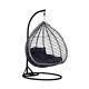 Luxurious Double Sonoran Dark Grey Egg Hanging Chair With Black Metal & Cushions