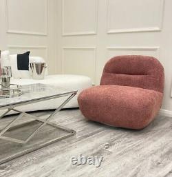 Luxury Boucle Miami Accent Swivel Chair Lounge Tub Armchair White Cream Grey
