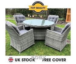 Luxury Grey Rattan effect 4 seater Dining set