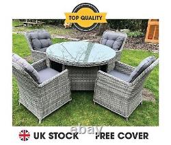 Luxury Grey Rattan effect 4 seater Dining set