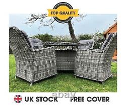 Luxury Grey Rattan effect 4 seater Dining set