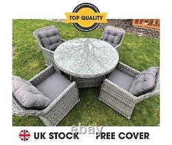 Luxury Grey Rattan effect 4 seater Dining set