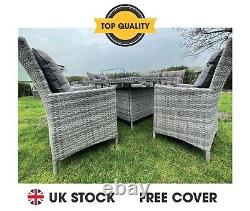 Luxury Grey Rattan effect 4 seater Dining set