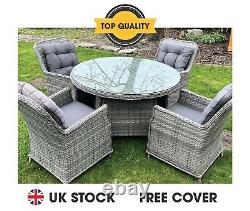 Luxury Grey Rattan effect 4 seater Dining set