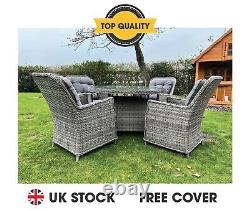 Luxury Grey Rattan effect 4 seater Dining set