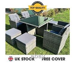 Luxury Grey Rattan effect 8 seater Dining set