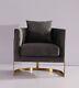 Luxury Grey Velvet Cushion Tub Chair Brushed Gold Steel Frame Reduced To Clear