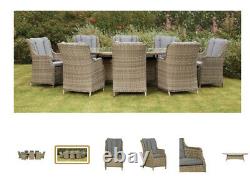 Luxury high-back eight seater oval garden furniture set (May /June Delivery)