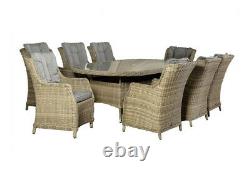 Luxury high-back eight seater oval garden furniture set (May /June Delivery)