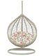 Mobexpert Kids Swing Egg Hanging Chair Grey With Stand & Floral Cushion Red