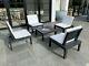 Molok Grey 4 Seater Garden Corner Chairs Modular Set With Table And Cushions